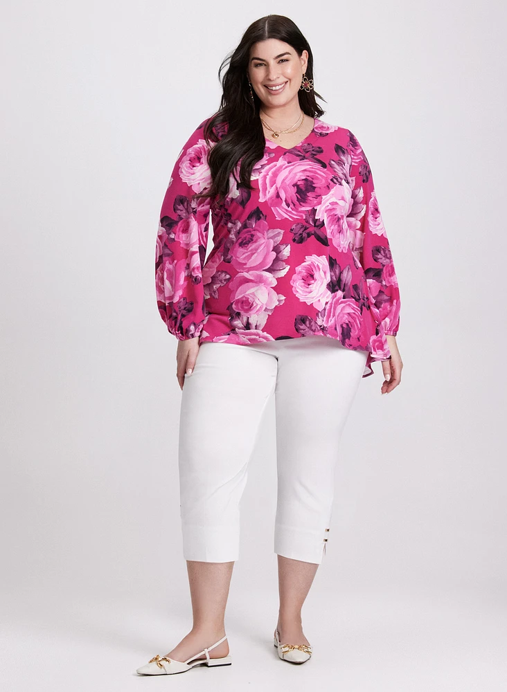 Balloon Sleeve Floral Tunic