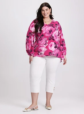 Balloon Sleeve Floral Tunic