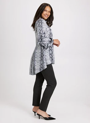 Snake Print Blouse & Slim-Leg Pants