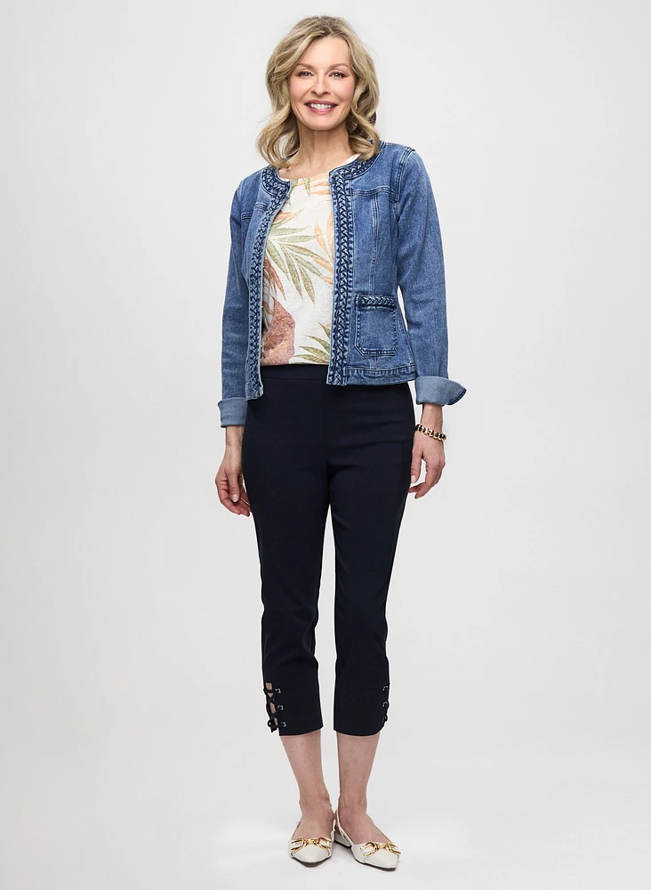 Braid Trim Denim Jacket & Bengaline Capris