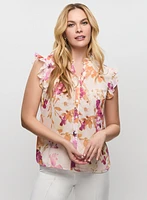 Blouse fleurie à volants