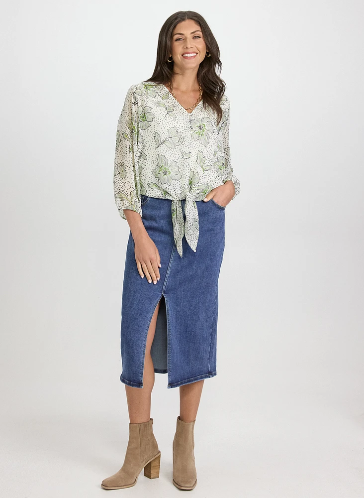 Blouse florale en chiffon