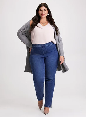 Open-Front Cardigan & Pull-On Jeans