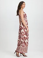 Leaf Print Maxi Dress