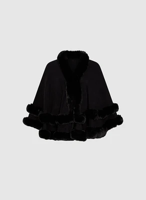 Faux Fur Trim Poncho