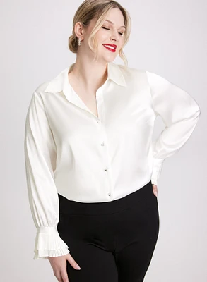 Satin Button-Down Blouse