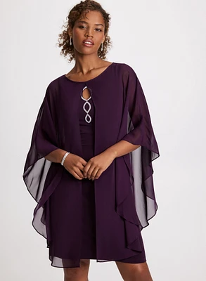 Robe en chiffon à cape superposée