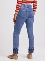 Scalloped Hem Straight-Leg Jeans