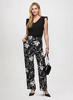 Pantalon floral à jambe large
