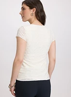 Textured Ruffle Front Top