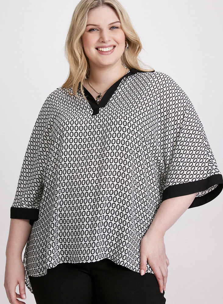 Geometric Contrast Blouse