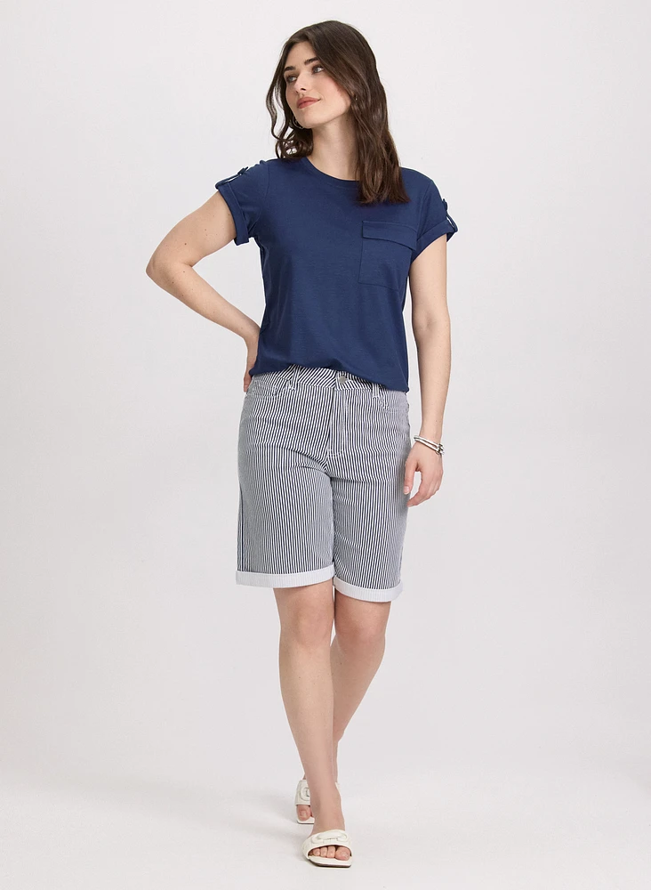 Striped Jean Shorts