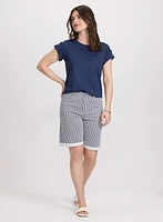 Striped Jean Shorts