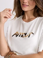 T-shirt à lettrage orné