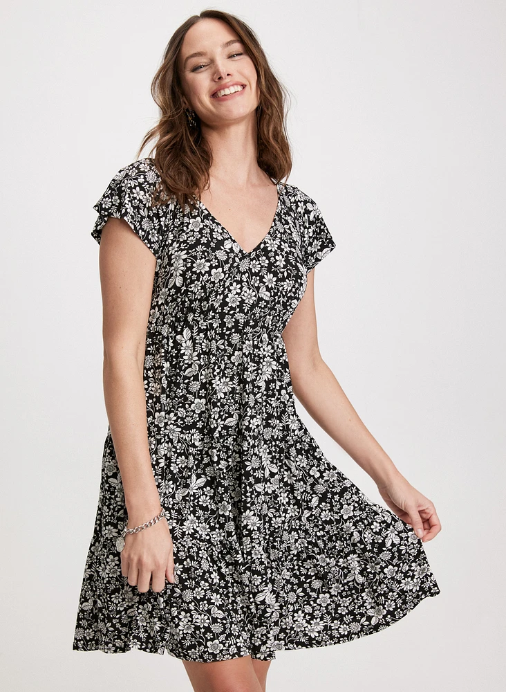 V-Neck Floral Dress