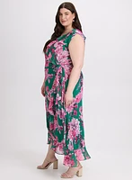 Robe florale à volants en cascade