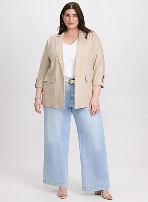 Blazer en mélange de lin et jean large