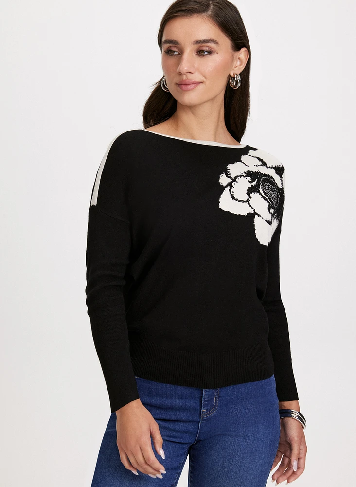 Pull floral à manches dolman