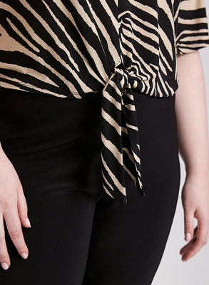 Tied-Hem Zebra Print Top