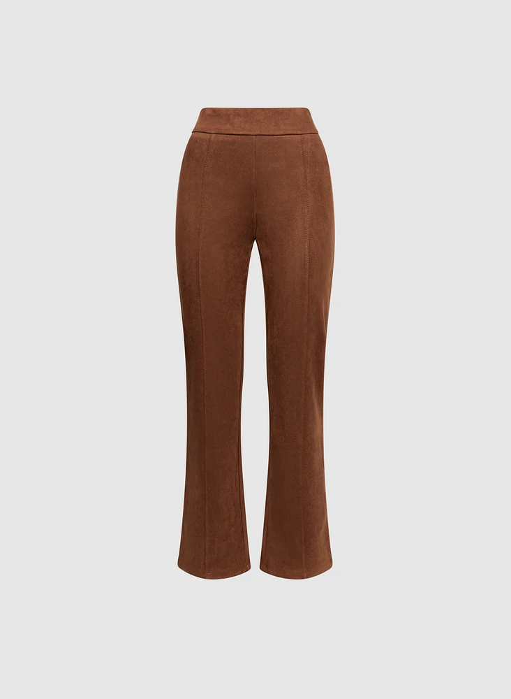 Pantalon droit en faux suède