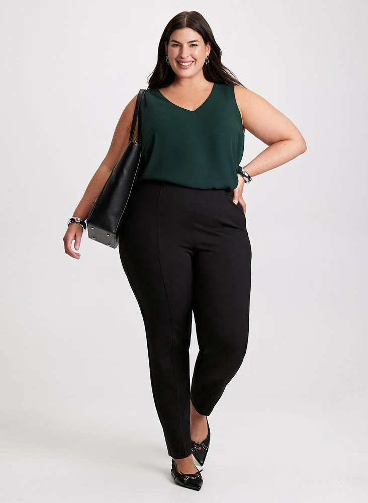 V-Neck Blouse & Slim-Leg Pants