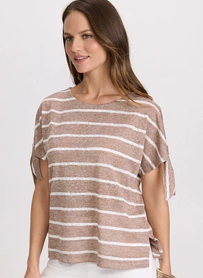 Striped Split-Sleeve Top