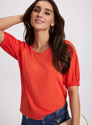 Eyelet Sleeve T-Shirt