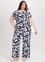Pantalon Olivia à motif de feuilles