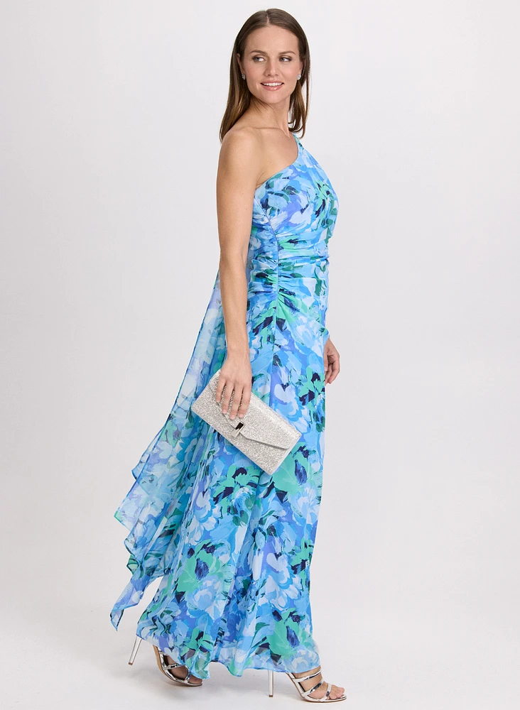 Robe drapée florale