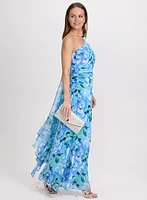 Robe drapée florale