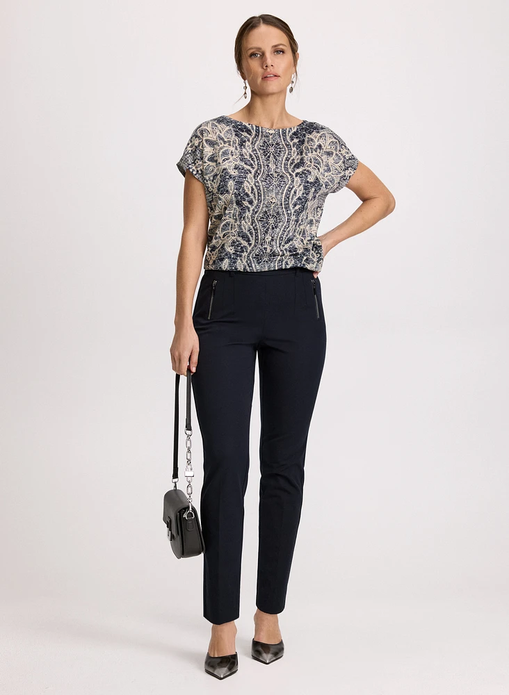 Abstract Print T-Shirt & Slim Leg Pants