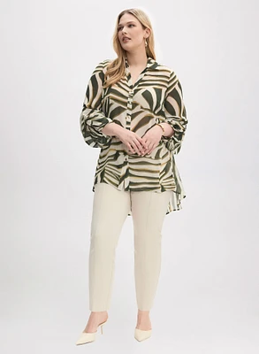 Blouse en chiffon zèbre et pantalon à jambe étroite