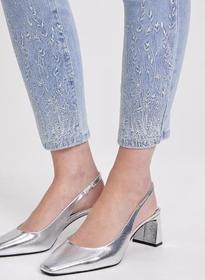 Embroidered Slim-Leg Jeans