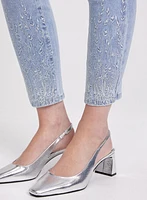 Embroidered Slim-Leg Denim