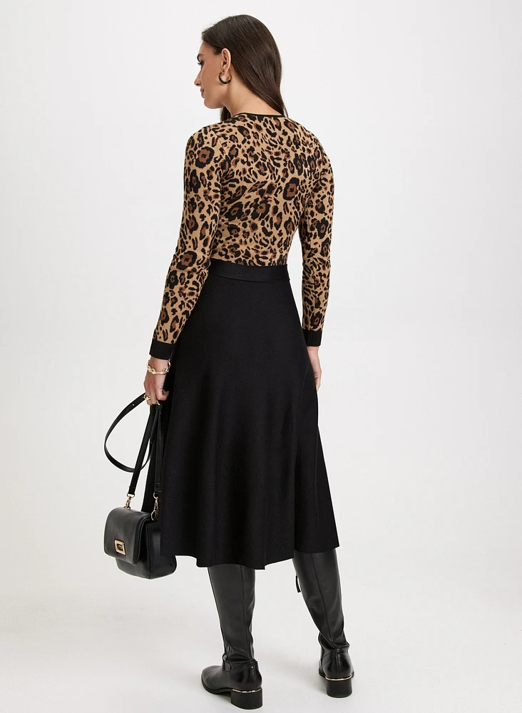 Sash Detail Leopard Print Dress