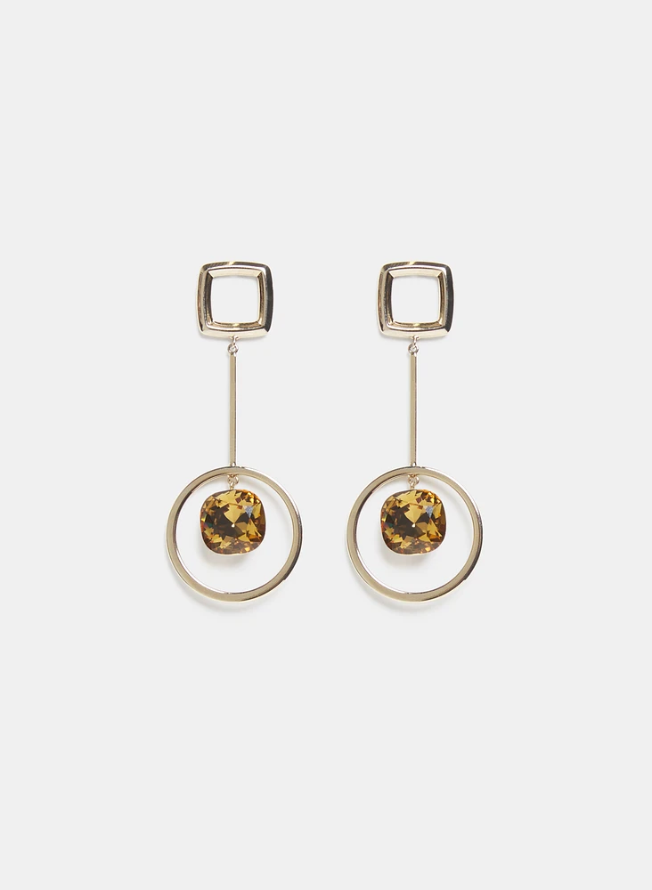 Boucles d'oreilles pendantes à pierre facetée