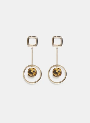 Boucles d'oreilles pendantes à pierre facetée
