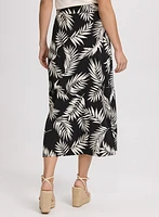 Leaf Print Midi Skirt