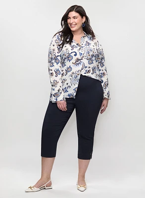 Paisley Button Front Blouse & Bengaline Capris