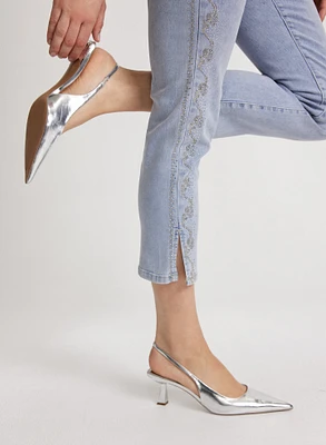 Embellished Denim Capris