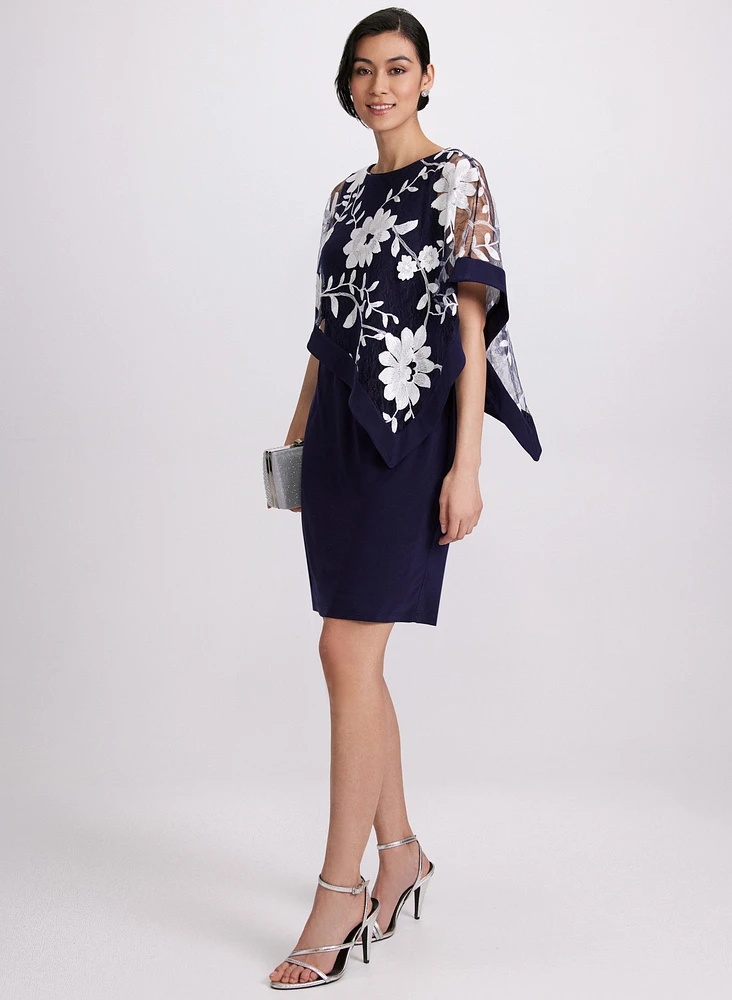 Floral Capelet Sheath Dress