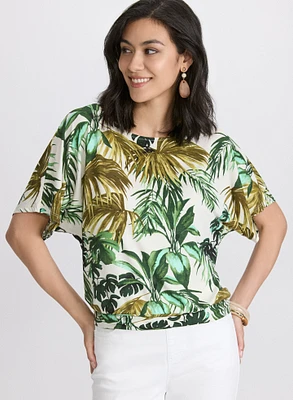 Haut à motif de feuilles tropicales