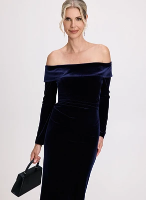 Off-The-Shoulder Velvet Dress