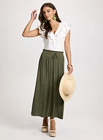 Satin Drawstring Waist Skirt