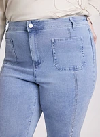 Denim Capris With Patch Pockets