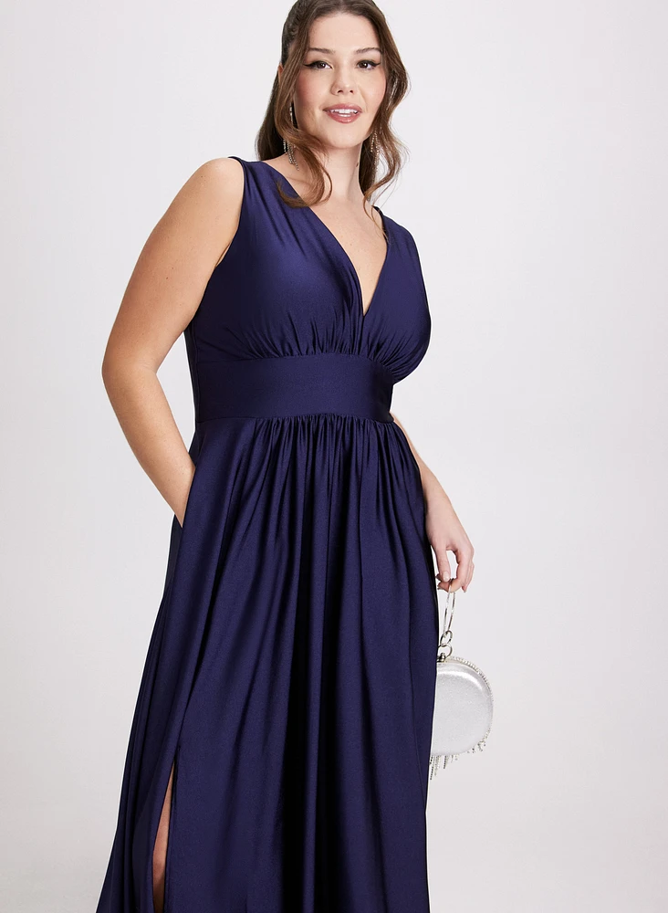 Plunging Neckline Maxi Dress