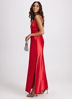 Embellished Satin Slip Dress