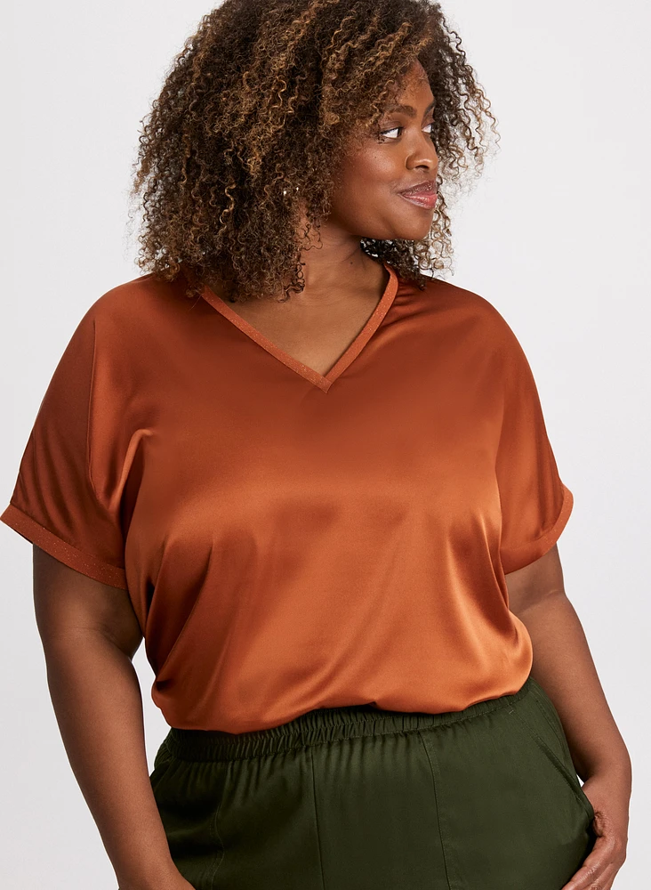 Blouse à encolure en V satin