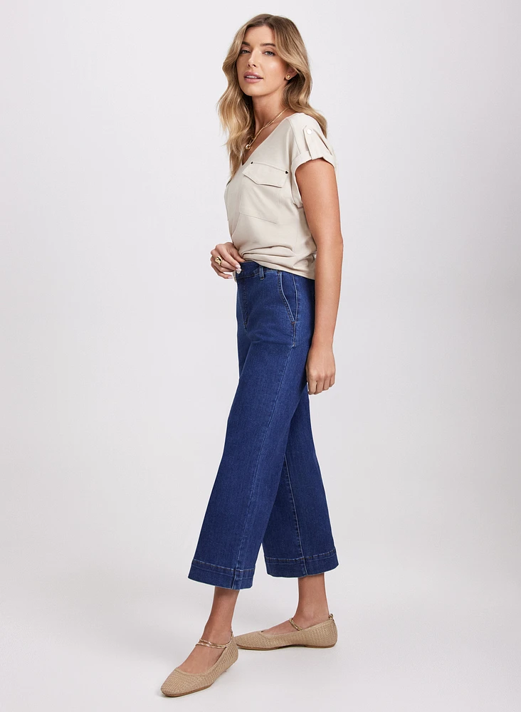 Wide-Leg Capri Jeans