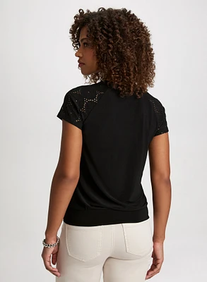 Short Eyelet Sleeve Top